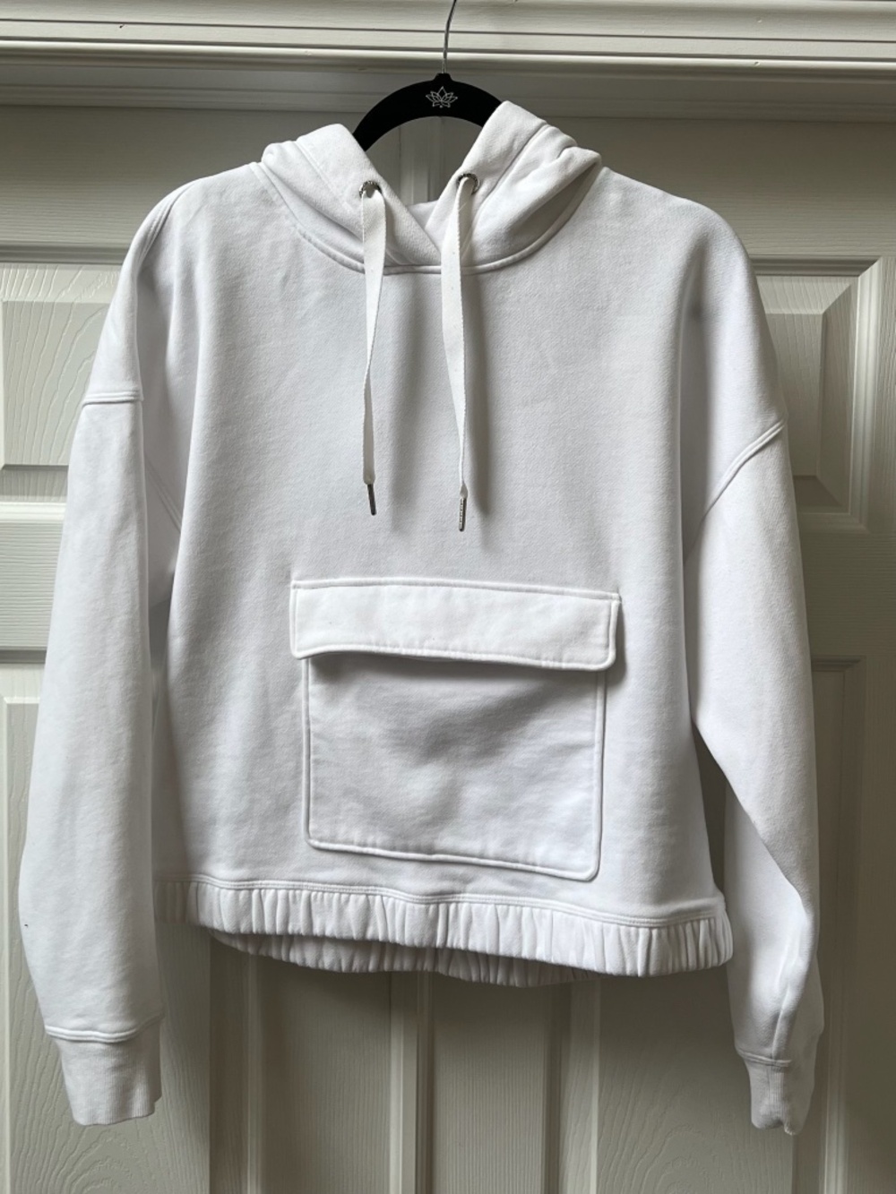 Calvin Klein Performance White Cropped Logo Hoodie Sweatshirt, Size L